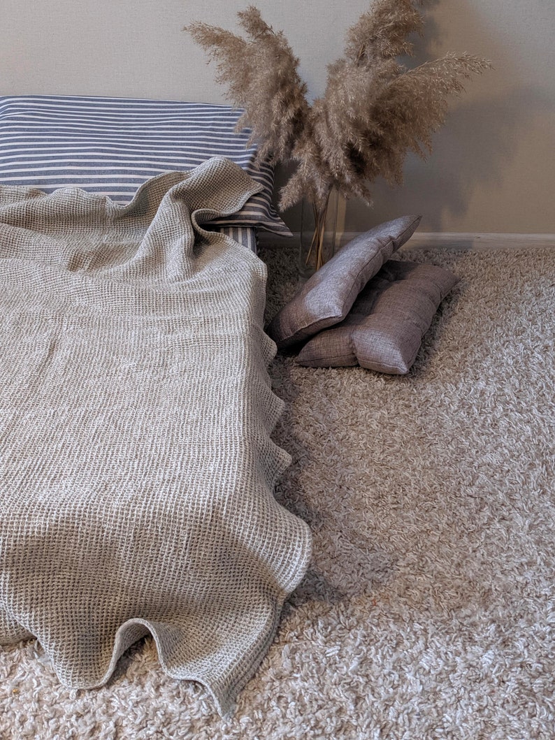 Linen picnic blanket linen blanket king linen waffle Etsy