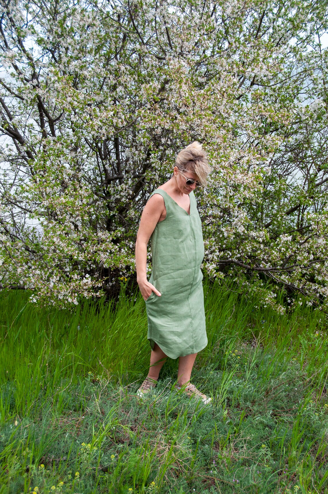 Sleeveless linen dress summer linen dress linen tee shirt Etsy