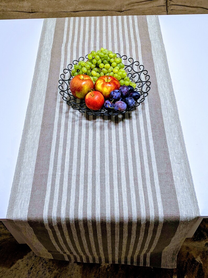 Tablecloth Linen Flax 100 by yard/ by meter/ Organic/ striped Etsy