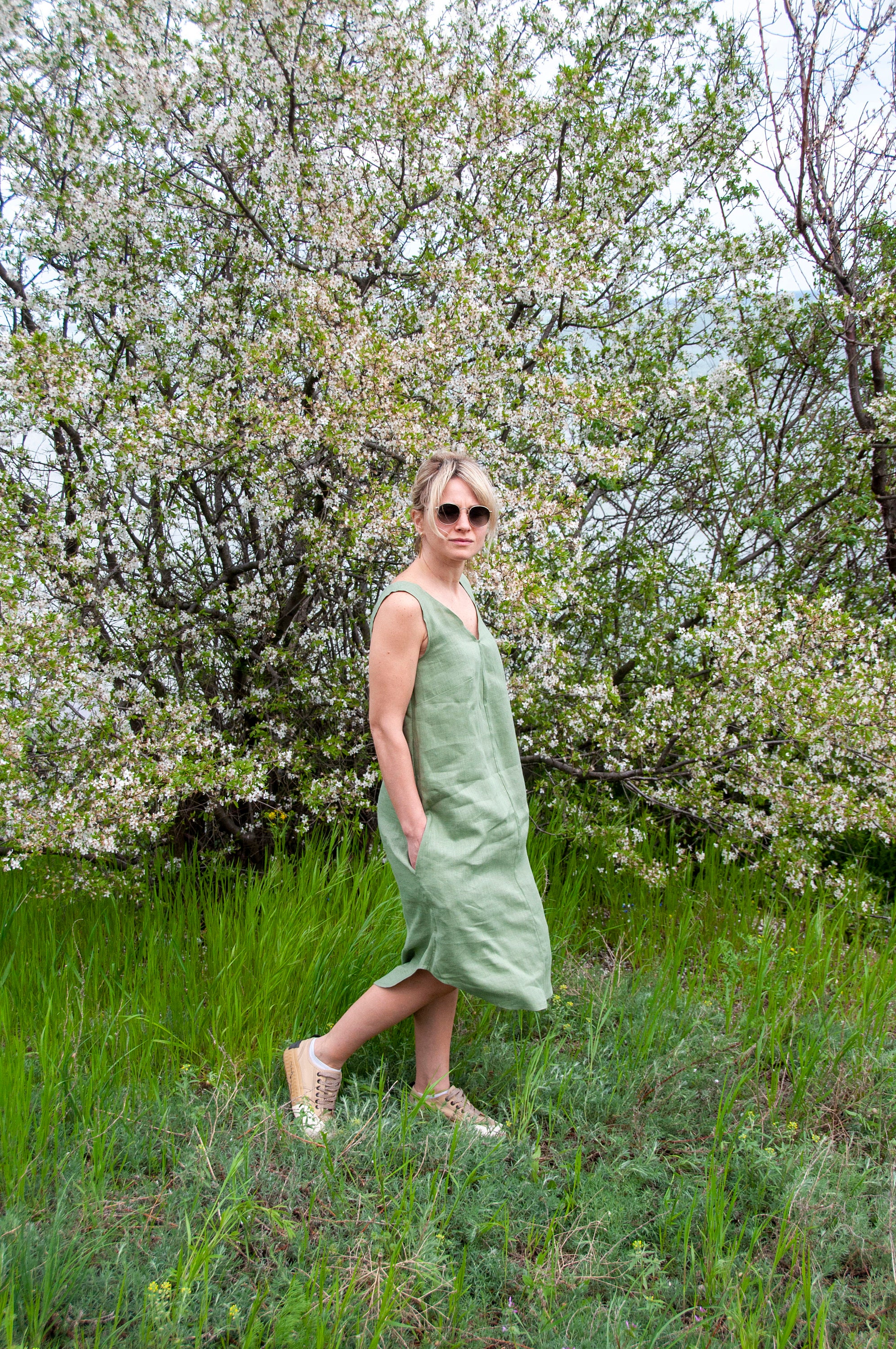 Sleeveless linen dress summer linen dress linen tee shirt Etsy