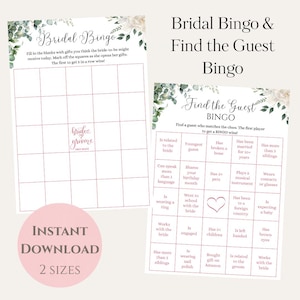 Bridal Shower Bingo Game Bundle: &#39;Find The Guest&#39; - (Digital Download)