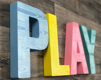 Fillable PLAY Letters, 3 Sizes, Acrylic Fillable Letters, Playroom
