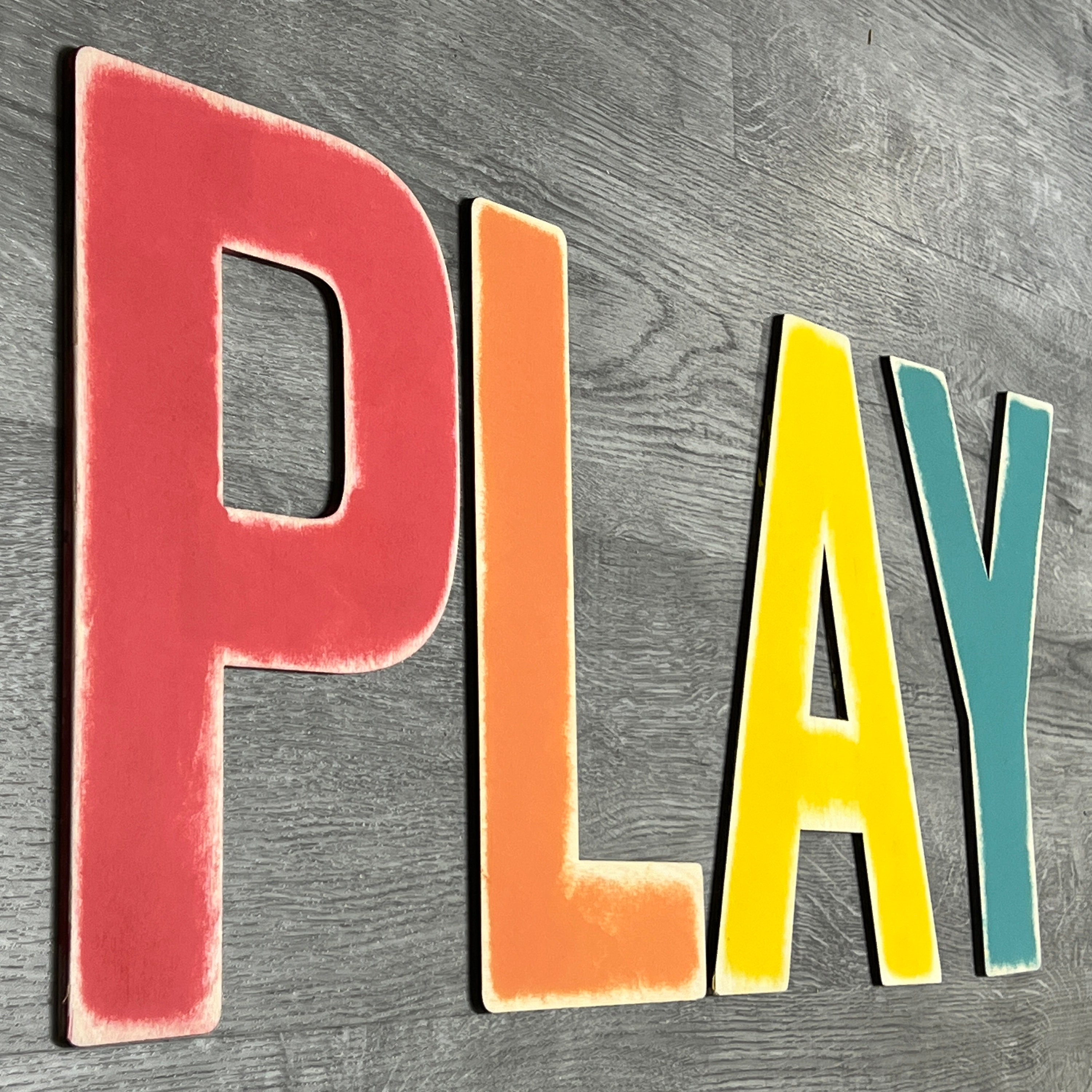 Fillable Acrylic PLAY Letters, Fillable Letters with LIDS, Playroom, 12 inch
