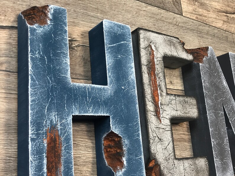 Distressed Wall Letters Baby Wall Letters Large Letters Etsy
