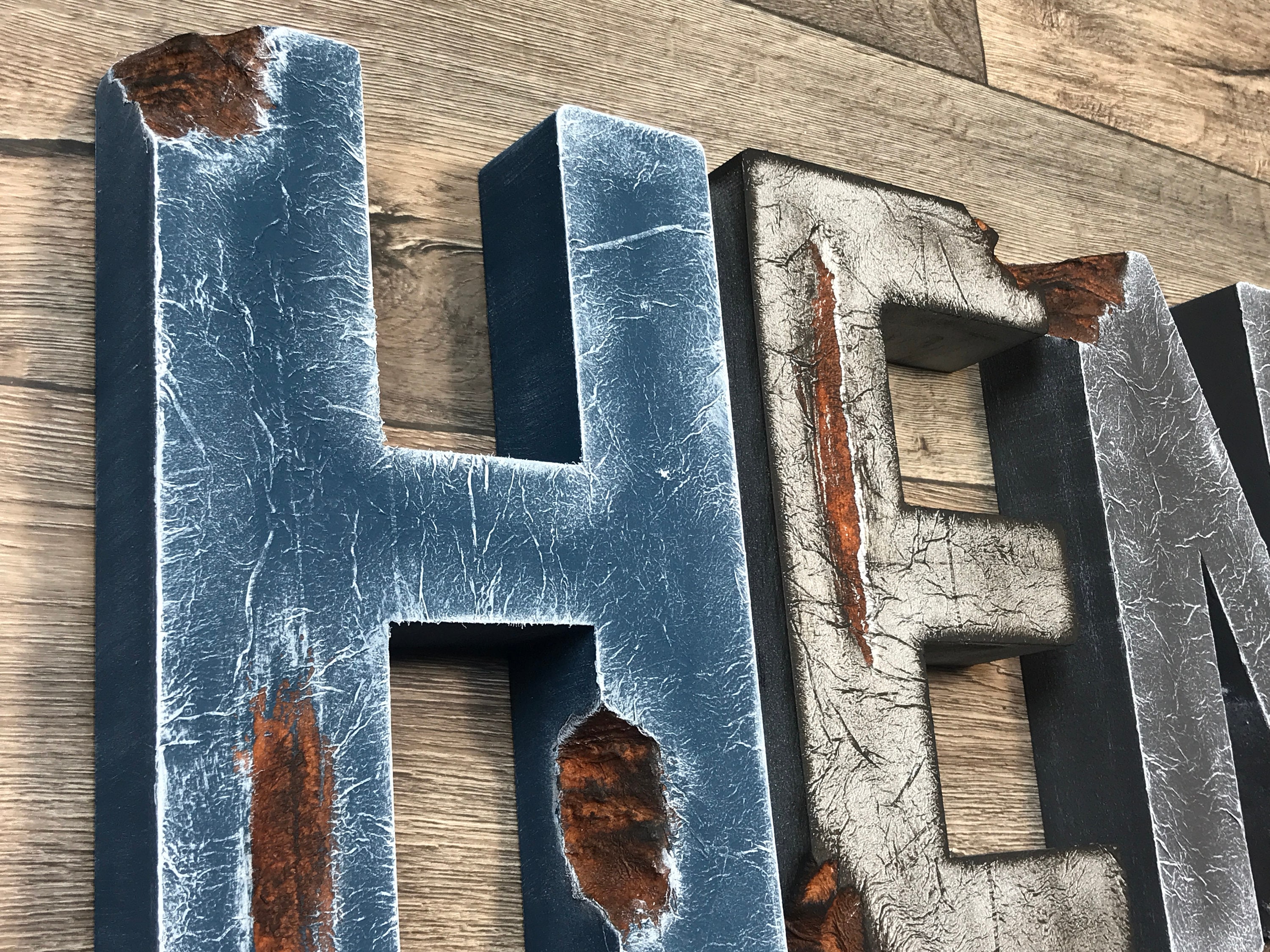 Distressed Wall Letters Baby Wall Letters Large Wooden Etsy