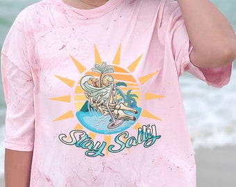 Salty Skeleton Tie Dye Beach T-shirt - Comfort Colors