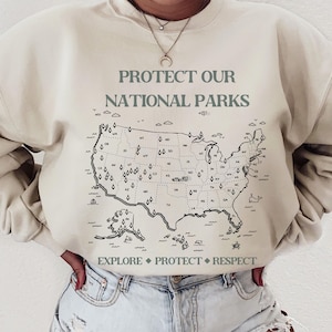 National Parks Crewneck Park Ranger Aesthetic Mountain Crewneck Retro Environmental Camping Clothes Gorpcore Granola Girl Indie Sweatshirt