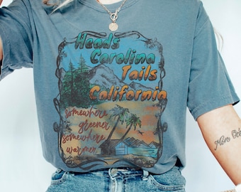 Heads Carolina Tails California T-Shirt: 90s Country Music Tee