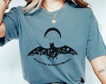 Nocturnal Pollinators Bat Shirt: Protect Our Environment, Comfort Colors
