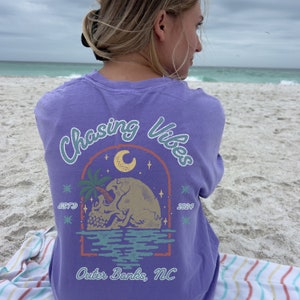 Oversized Shirt Summer Beach Outerbank  TS Preppy Clothes Trendy Coconut Girl Retro Vibes Aesthetic Surf Beach T Shirt Coastal Carolina