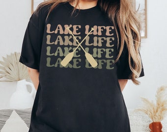 T-shirt rétro Lake Life : chemise de bateau aux couleurs confortables