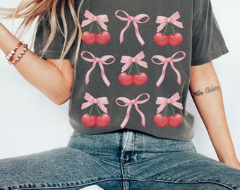 Pink Bows Cherries Shirt: Soft Girl Coquette Tee