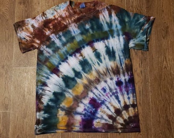 Earthy Tie Dye T-Shirt: Hand-Dyed Hippie Clothes (Adult Medium)