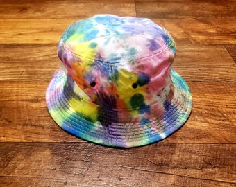 Tie Dye Adult Large/XL, Eyelet Bucket Hat, Hand Dyed, Tie Dye Bucket, Bucket Hat, Pastel Tie Dye, Tie Dye Fashion, Adult Fashion