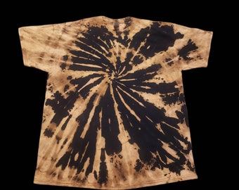 Adult XL Bleached Spiral T-shirt, Reverse Dyed Hippie Clothes