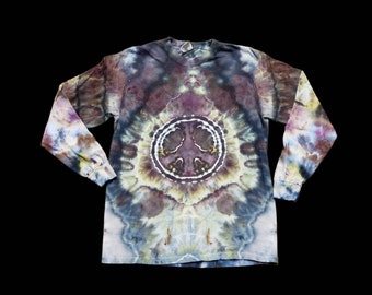Comfort Colors Tie Dye Shirt: Geode Peace Sign, Adult Medium