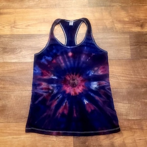 Tie Dye Womens Medium Racerback Tank Top, Tie Dye Tank Womens, Hippie Aesthetic, Hand Dyed Racerback Tank Top Racerback, Tie Dye Lover Gift