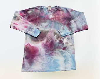 Youth Watercolor Tie Dye Long Sleeve Shirt, Geode Pattern (Youth Small)