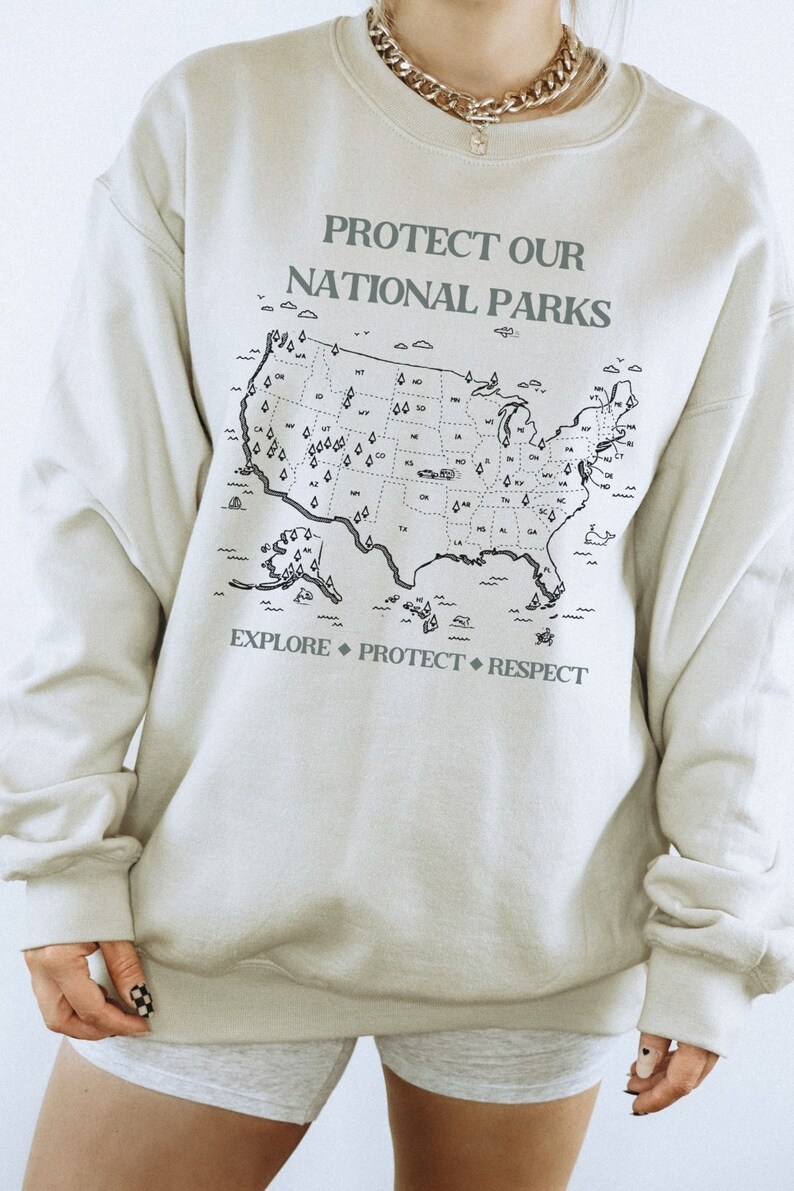 National Parks Map Crewneck Sweatshirt: Retro Camping Clothes image 10