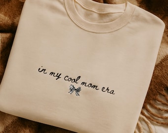 In My Mom Era Embroidered Sweatshirt | Checkered Bow Crewneck