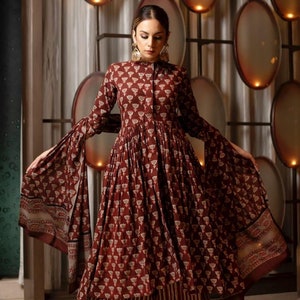 Women Designer Cotton Dupatta Anarkali kurta Salwar Kameez Indian Ethnic Elegant Pant Kurta Top Tunic Bollywood 3 Piece Combo Stitched Dress