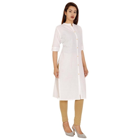 Off White Fabclub Women Rayon Solid Plain Front Slit Straight Kurti at Rs  224 | Women Kurtas in Ahmedabad | ID: 23980582791