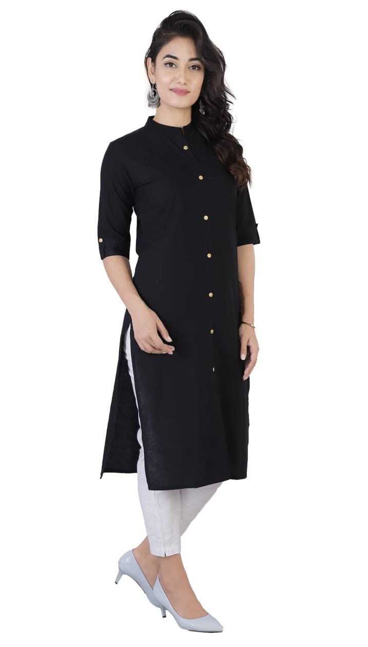 Buy Black Cotton Kurtis for Women Online | Darzaania by CraftsandLooms –  CraftsandLooms.com