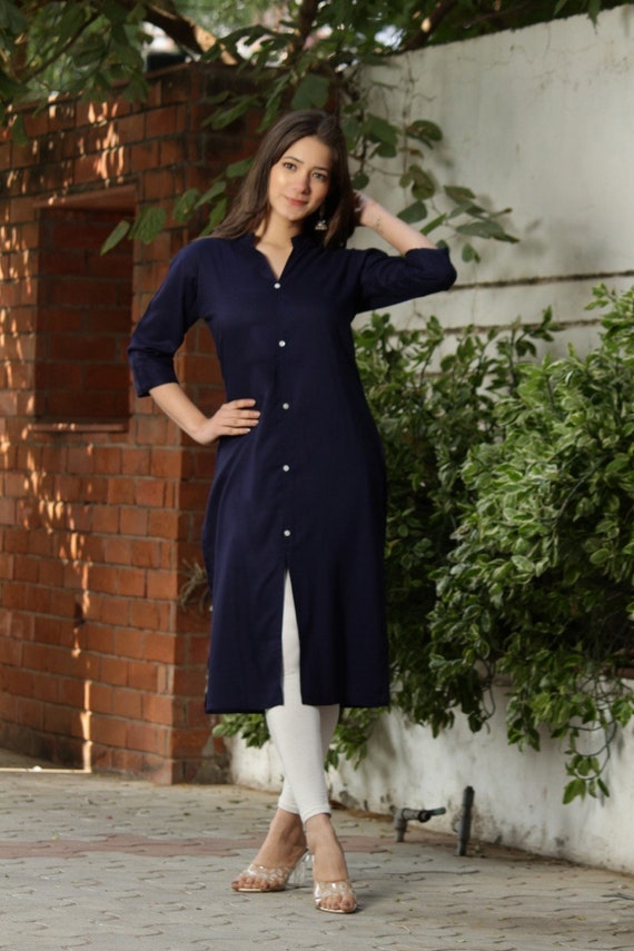 G Fashions Rayon Blue Kurti with Check Design at Rs 425 in Faridabad | ID:  20045547462