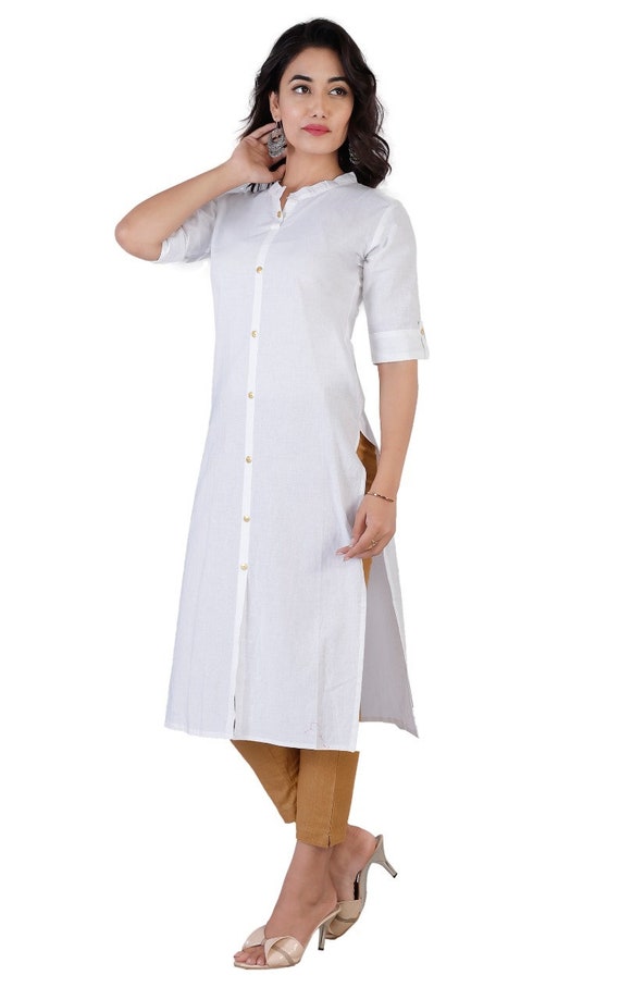 Handmade Cotton Kurti Women Chikan Embroidery Pure Cotton Straight Kurta &  Kurtis and White Pant Embroidery Handmade Work Kurti/kurta - Etsy