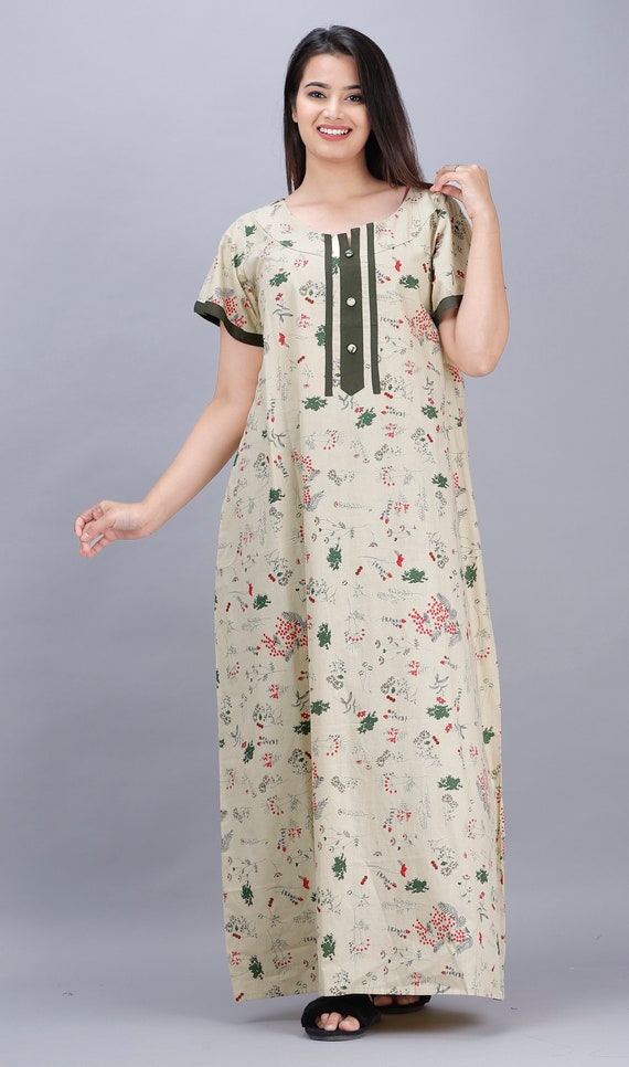 AOIFAB Indian Cotton kimono Robes Women Night Dress Sleepwear bathrobe Night  Gown at Amazon Women's Clothing store
