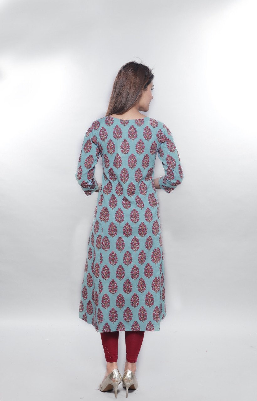 Women Wear Cotton Khadhi Plus Size A Line Kurta/kurti With One | Etsy