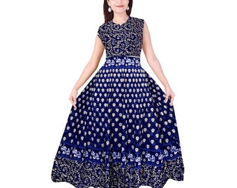 Cotton Women Wear Fit And Flare Ethnic Long Skirt Dress Midi Dress/Mandala Print Kurti