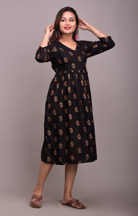 Buy Dh@ni Women's Rayon Round Neck 3/4 Sleeves Angarkha Maternity Dress Feeding  Kurti with Zipper (Maternity Kurti-3) Online In India At Discounted Prices