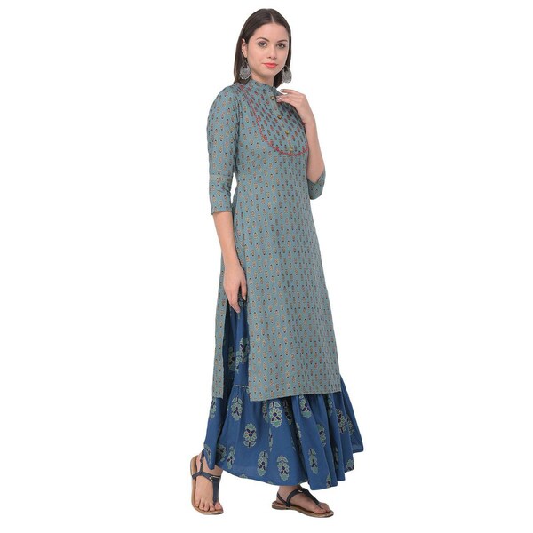 Indian Ethnic Kurti - Cotton Bollywood Kurta Tunic Dress For Women - View #4