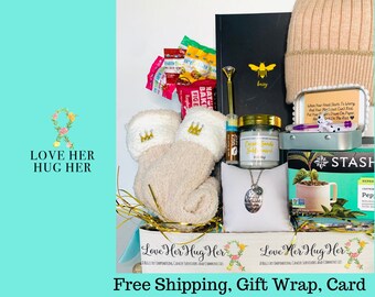 Cancer Care Box Hat Cozy Socks, Chemo Chemotherapy Care Package, Grief Gift Present, Surgery Illness Recovery, Comfort Loveherhugher