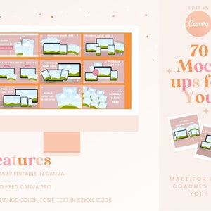 Mockup av Canva-mall för coacher, mockups för kursskapare, mockup för digital produkt, mockup för Canva-mall, teknisk mockup, mockup för onlinekurs bild 7