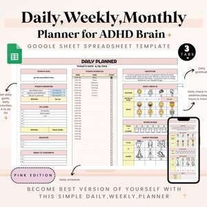 Daily Spreadsheet Google Sheet Monthly Calendar Template, Daily Weekly Schedule Task Tracker, Digital Planner To Do List Spreadsheet