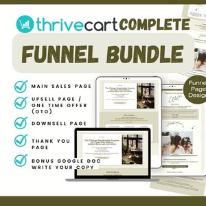 ThriveCart Sales Page Template Complete Funnel Upsell + Downsell template | ThriveCart Checkout Page| Sales Page Design for Coach Aesthetic