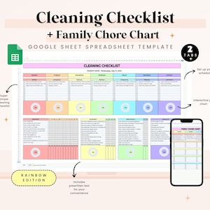 掃除プランナー、掃除チェックリスト、掃除スケジュール、ADHD 掃除チェックリスト、家族と子供の家事表リスト、家庭の掃除スケジュール