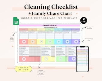Cleaning planner, cleaning checklist, cleaning schedule, ADHD cleaning checklist,Family Kids Chore Chart List, Household Cleaning Schedule
