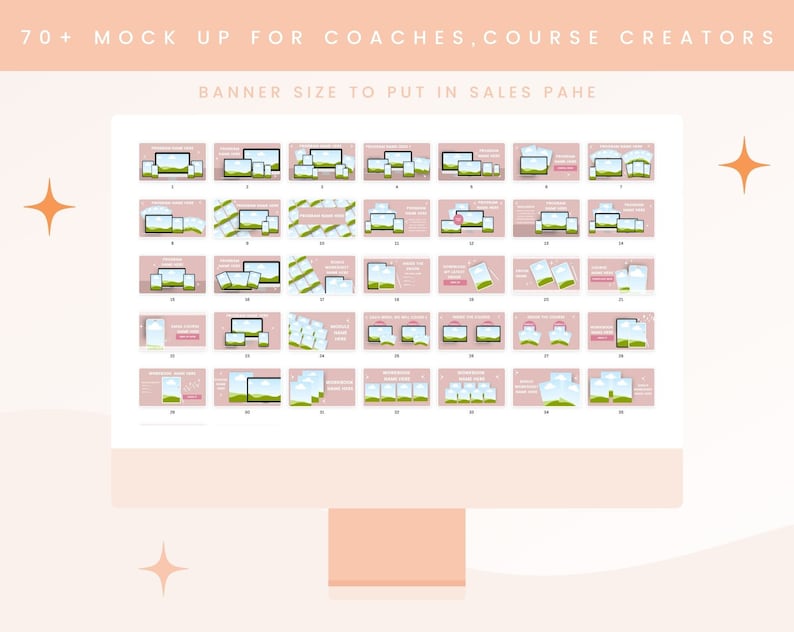 Mockup av Canva-mall för coacher, mockups för kursskapare, mockup för digital produkt, mockup för Canva-mall, teknisk mockup, mockup för onlinekurs bild 4