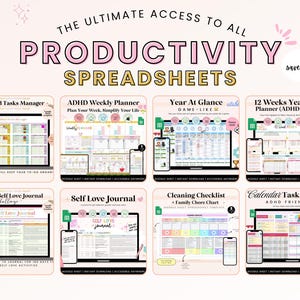 Entire Shop Access Spreadsheet Planner Bundle | Productivity Google Sheets Mega Bundle | Business, Life, Teacher Finance Planner Tracker image 2