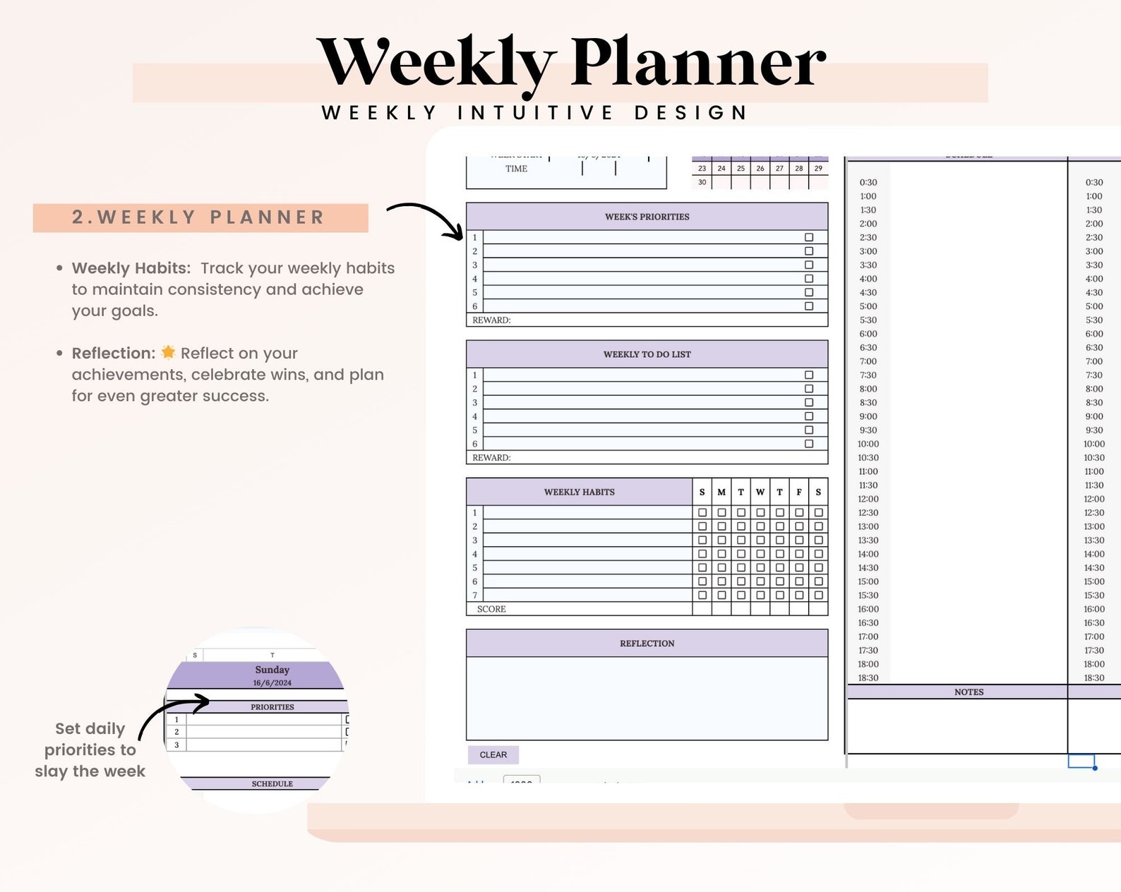 Daily Weekly Schedule Spreadsheet Daily Planner Google Sheets Template ...
