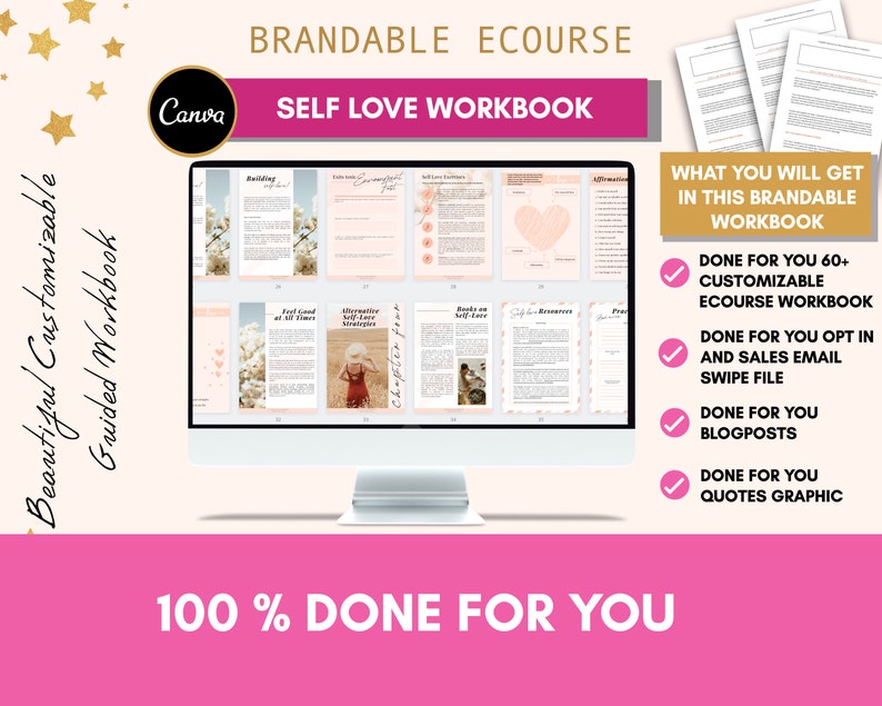Self Love Workbook Canva Template Brandable Ecourse |doneforyou ...