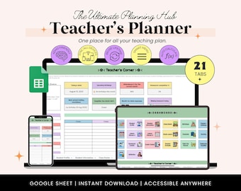 Teacher Student Planner Google Sheets Tracker | Teacher Planner  | Lesson Planner | Weekly & Monthly Planning | Grade Tracker Spreadsheet