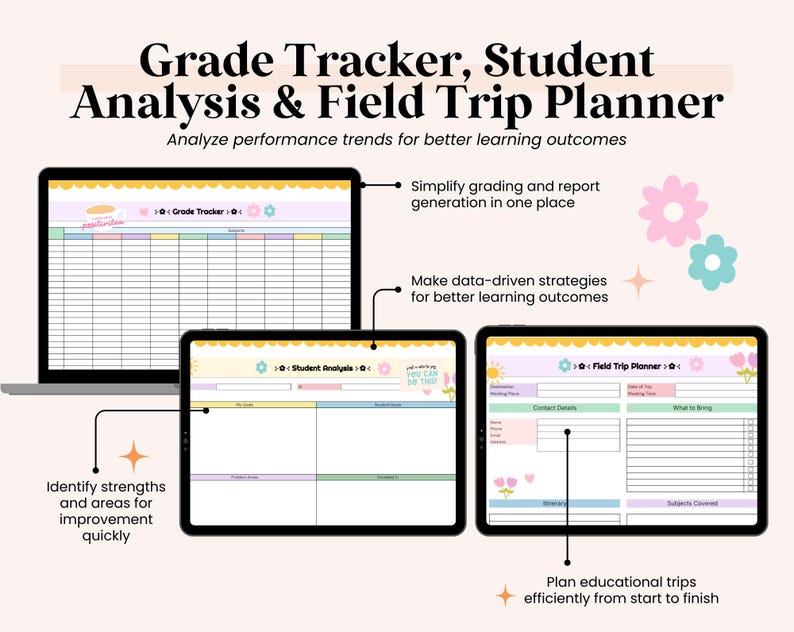 Teacher Student Planner Google Sheets Tracker | Teacher Planner ...