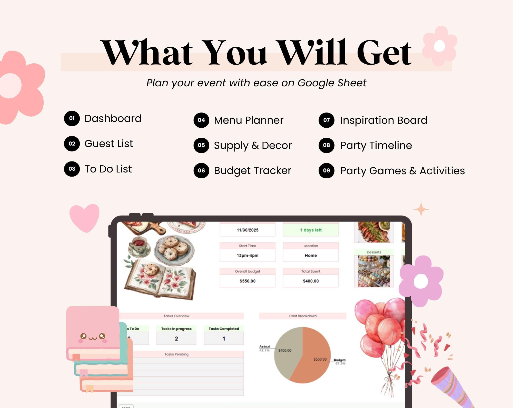 Events Planner Spreadsheet, Events Calendar Google Sheets, Event ...