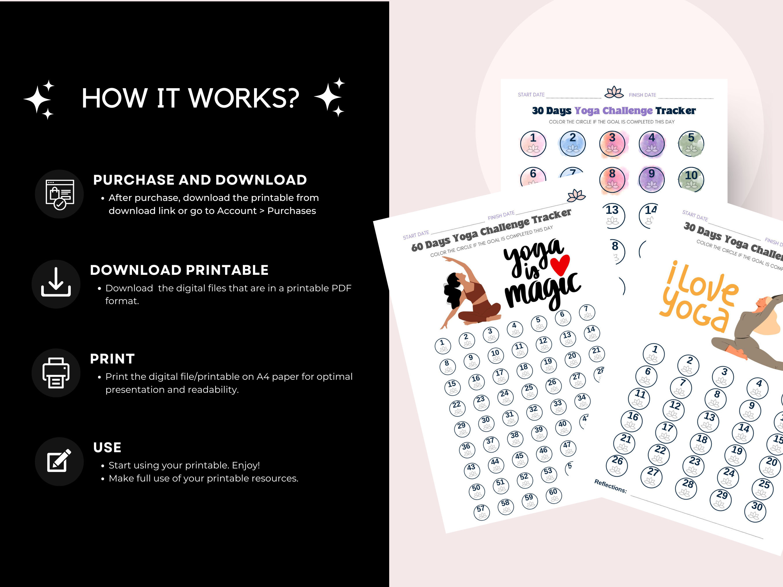 Printable Yoga Challenge Tracker 30 day Yoga Challenge Printable Yoga