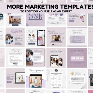 May include: A collection of 16 Instagram story templates for coaches and online business owners. The templates feature a purple and white color scheme with floral accents and text overlays. The text includes phrases like "Success Stories", "Ask me anything", "16 Live with me", and "Coaching Process".