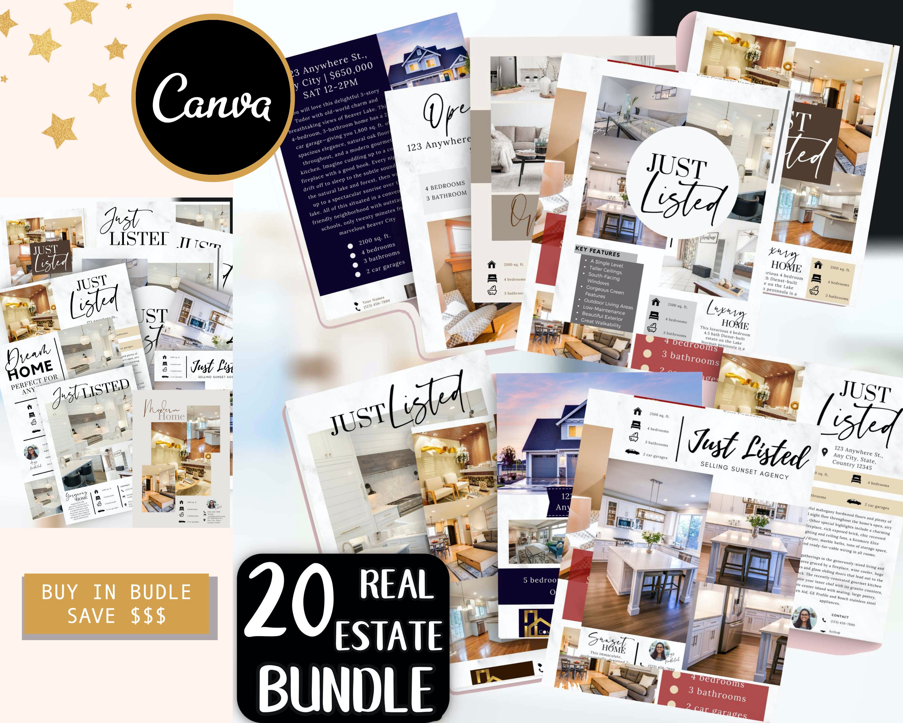Download 20 Bundle Real Estate Flyers Open House Flyer Just Listed Etsy
